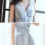 Chic / Belle Gris Robe De Soirée 2020 Princesse V-Cou Sans Manches Perlage Glitter Tulle Train De Balayage Volants Dos Nu Robe De Ceremonie