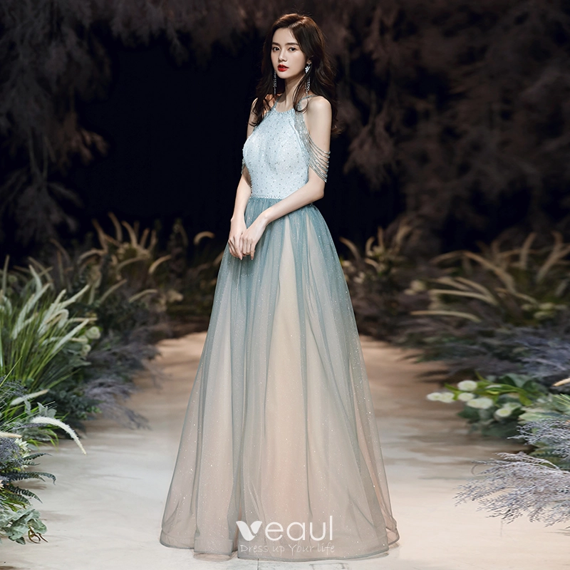 Jade green evening dress shop