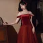 Chic / Beautiful Burgundy Engagement Prom Dresses 2020 A-Line / Princess Off-The-Shoulder Short Sleeve Beading Floor-Length / Long Ruffle Backless Formal Dresses