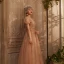 Victorian Style Khaki Prom Dresses 2020 A-Line / Princess See-through High Neck Puffy Short Sleeve Sash Beading Pearl Glitter Tulle Floor-Length / Long Ruffle Backless Formal Dresses