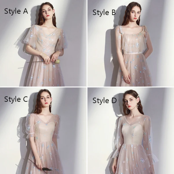 Elegant Champagne Bridesmaid Dresses 2020 A-Line / Princess Backless Appliques Lace Floor-Length / Long Ruffle