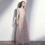 Elegant Champagne Bridesmaid Dresses 2020 A-Line / Princess Backless Appliques Lace Floor-Length / Long Ruffle