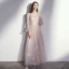 Elegant Champagne Bridesmaid Dresses 2020 A-Line / Princess Backless Appliques Lace Floor-Length / Long Ruffle