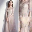 Elegant Champagne Bridesmaid Dresses 2020 A-Line / Princess Backless Appliques Lace Floor-Length / Long Ruffle
