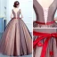 Flower Fairy Red Prom Dresses 2020 Ball Gown V-Neck Sleeveless Appliques Flower Beading Sash Floor-Length / Long Ruffle Backless Formal Dresses