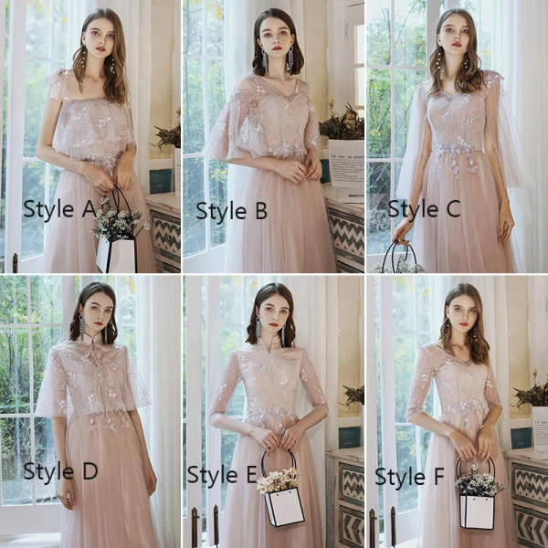 Elegant Pearl Pink Bridesmaid Dresses 2020 A-Line / Princess Backless Appliques Lace Floor-Length / Long Ruffle
