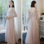 Elegant Pearl Pink Bridesmaid Dresses 2020 A-Line / Princess Backless Appliques Lace Floor-Length / Long Ruffle