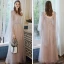 Elegant Pearl Pink Bridesmaid Dresses 2020 A-Line / Princess Backless Appliques Lace Floor-Length / Long Ruffle