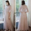 Elegant Pearl Pink Bridesmaid Dresses 2020 A-Line / Princess Backless Appliques Lace Floor-Length / Long Ruffle