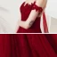 Vintage / Retro Burgundy Lace Engagement Prom Dresses 2020 A-Line / Princess See-through High Neck Short Sleeve Appliques Lace Beading Ankle Length Ruffle Backless Formal Dresses