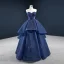 High-end Mørk Marineblå Dancing Ballkjoler 2020 Ballkjole Kjæreste Uten Ermer Appliques Blonder Beading Lange Buste Ryggløse Formelle Kjoler