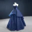 High-end Mørk Marineblå Dancing Ballkjoler 2020 Ballkjole Kjæreste Uten Ermer Appliques Blonder Beading Lange Buste Ryggløse Formelle Kjoler