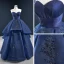 High-end Mørk Marineblå Dancing Ballkjoler 2020 Ballkjole Kjæreste Uten Ermer Appliques Blonder Beading Lange Buste Ryggløse Formelle Kjoler