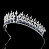 High-end Royal Blue Zircon Tiara Bridal Hair Accessories 2020 Copper Rhinestone Wedding Accessories