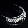 Haut de Gamme Bleu Roi Zircon Tiare Accessoire Cheveux Mariage 2020 Cuivre Faux Diamant Mariage Accessorize