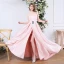 Abordable Rougissant Rose Satin Robe De Bal 2020 Princesse Bretelles Spaghetti Sans Manches Ceinture Fendue devant Longue Volants Dos Nu Robe De Ceremonie