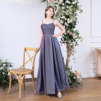 Abordable Multi Couleurs Dansant Robe De Bal 2020 Princesse Bretelles Spaghetti Sans Manches Glitter Polyester Longue Volants Dos Nu Robe De Ceremonie