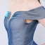 Affordable Ocean Blue Dancing Prom Dresses 2020 A-Line / Princess Off-The-Shoulder Short Sleeve Glitter Polyester Floor-Length / Long Ruffle Backless Formal Dresses
