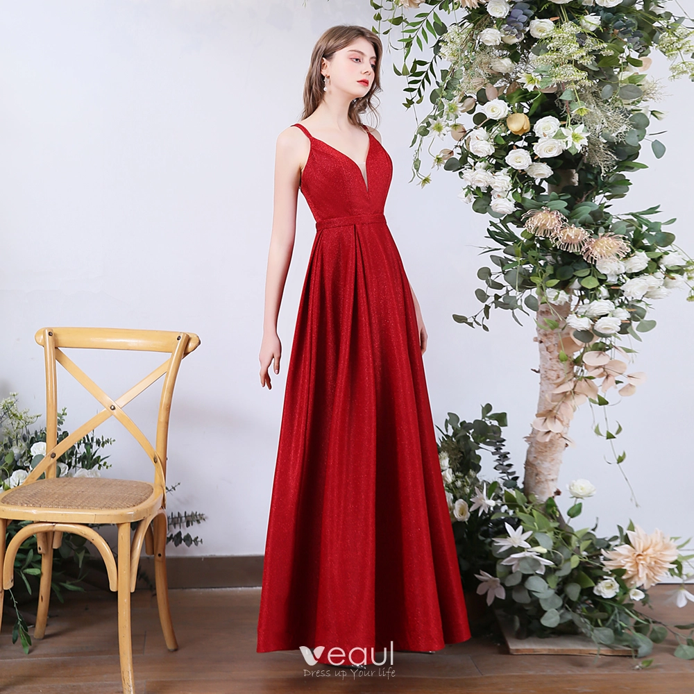 Red Prom Dress with side Slit 2023 Long Prom Dress with Split Front MA128