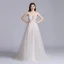 Sexy Champagne Robe De Bal 2020 Princesse Bretelles Spaghetti Col v profond Sans Manches Appliques En Dentelle Fendue devant Tribunal Train Volants Dos Nu Robe De Ceremonie