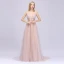 Sexy Perle Rose Robe De Bal 2020 Princesse Bretelles Spaghetti Sans Manches Appliques Fleur Perlage Paillettes Train De Balayage Volants Dos Nu Robe De Ceremonie