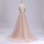 Sexy Perle Rose Robe De Bal 2020 Princesse Bretelles Spaghetti Sans Manches Appliques Fleur Perlage Paillettes Train De Balayage Volants Dos Nu Robe De Ceremonie