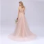 Sexy Perle Rose Robe De Bal 2020 Princesse Bretelles Spaghetti Sans Manches Appliques Fleur Perlage Paillettes Train De Balayage Volants Dos Nu Robe De Ceremonie