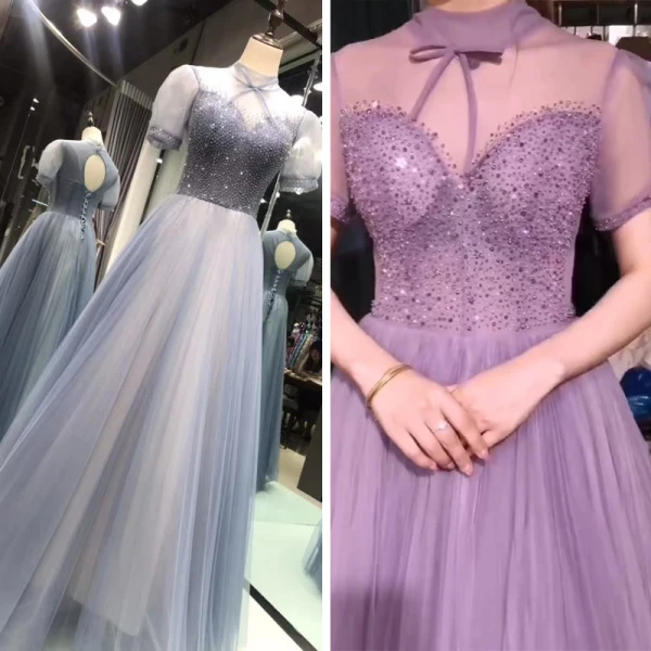 Vintage / Retro Green Dancing Prom Dresses 2020 A-Line / Princess See-through High Neck Sleeveless Beading Floor-Length / Long Ruffle Backless Formal Dresses