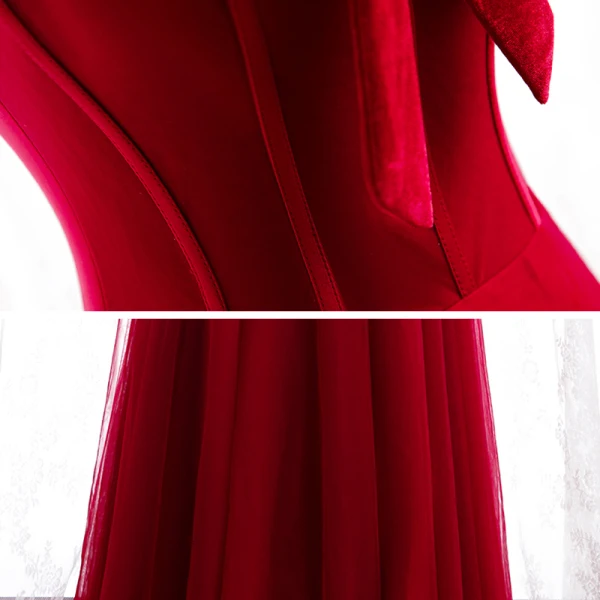 Affordable Red Prom Dresses 2020 A-Line / Princess Sweetheart Sleeveless Floor-Length / Long Ruffle Backless Formal Dresses