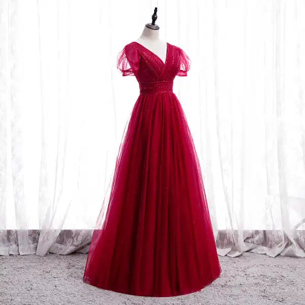 Chic / Belle Rouge Dansant Robe De Bal 2020 Princesse V-Cou Gonflée ...