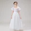 Victorian Style White Flower Girl Dresses 2020 A-Line / Princess Scoop Neck Puffy Short Sleeve Backless Appliques Flower Beading Bow Sash Floor-Length / Long Ruffle