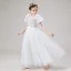 Victorian Style White Flower Girl Dresses 2020 A-Line / Princess Scoop Neck Puffy Short Sleeve Backless Appliques Flower Beading Bow Sash Floor-Length / Long Ruffle