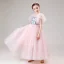 Frozen Costume Blushing Pink Birthday Flower Girl Dresses With Shawl 2020 Princess Square Neckline Short Sleeve Rhinestone Sequins Floor-Length / Long Ruffle