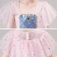 Frozen Costume Blushing Pink Birthday Flower Girl Dresses With Shawl 2020 Princess Square Neckline Short Sleeve Rhinestone Sequins Floor-Length / Long Ruffle