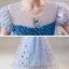 Frozen Filmdräkt Himmelsblå Födelsedag Brudnäbbsklänning 2020 Balklänning Genomskinliga Urringning Pösigt Korta ärm Rhinestone Paljetter Långa Ruffle