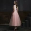 Classic Blushing Pink Satin Homecoming Graduation Dresses 2020 A-Line / Princess Scoop Neck Sleeveless Beading Sash Tea-length Backless Formal Dresses