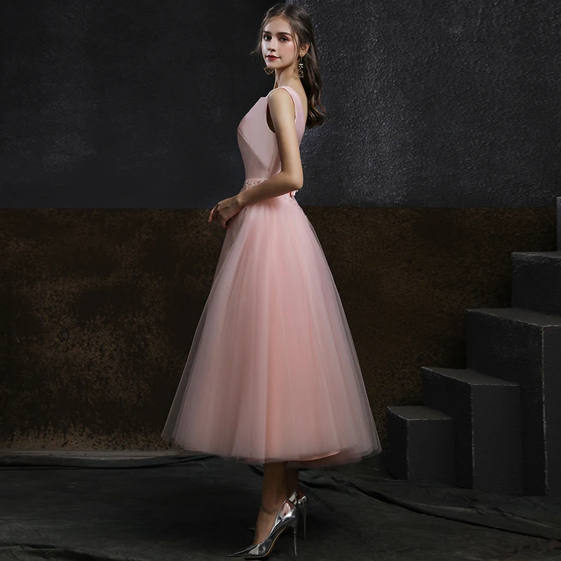 green emerald velvet dress Blush Pink Chiffon Prom Dress with Beading Rhinstone, Flowy Backless Graduation  Dress N1745 – Simibridaldresses main image 0