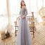 Victorian Style Grey Dancing Prom Dresses 2020 A-Line / Princess Spaghetti Straps Puffy Long Sleeve Beading Floor-Length / Long Ruffle Backless Formal Dresses