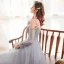 Victorian Style Grey Dancing Prom Dresses 2020 A-Line / Princess Spaghetti Straps Puffy Long Sleeve Beading Floor-Length / Long Ruffle Backless Formal Dresses
