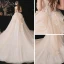 Fine Champagne Bryllups Brudekjoler 2020 Prinsesse Kjæreste Uten Ermer Ryggløse Appliques Blonder Beading Chapel Train Buste