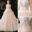 Fine Champagne Bryllups Brudekjoler 2020 Prinsesse Kjæreste Uten Ermer Ryggløse Appliques Blonder Beading Chapel Train Buste