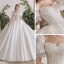 Atemberaubend Ivory / Creme Satin Hochzeits Brautkleider / Hochzeitskleider 2020 Ballkleid Eckiger Ausschnitt Geschwollenes Kurze Ärmel Rückenfreies Perlenstickerei Kathedrale Schleppe Rüschen