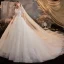 Style Victorien Ivoire La Mariée Robe De Mariée 2020 Robe Boule Transparentes Encolure Dégagée Gonflée Manches Courtes Dos Nu Paillettes Perlage Glitter Tulle Cathedral Train Volants