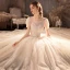 Style Victorien Ivoire La Mariée Robe De Mariée 2020 Robe Boule Transparentes Encolure Dégagée Gonflée Manches Courtes Dos Nu Paillettes Perlage Glitter Tulle Cathedral Train Volants