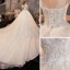 Style Victorien Ivoire La Mariée Robe De Mariée 2020 Robe Boule Transparentes Encolure Dégagée Gonflée Manches Courtes Dos Nu Paillettes Perlage Glitter Tulle Cathedral Train Volants