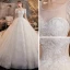 Style Victorien Ivoire La Mariée Robe De Mariée 2020 Robe Boule Transparentes Encolure Dégagée Gonflée Manches Courtes Dos Nu Paillettes Perlage Glitter Tulle Cathedral Train Volants