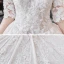 Vintage / Retro Champagne Bridal Wedding Dresses 2020 Ball Gown See-through High Neck 1/2 Sleeves Backless Appliques Lace Beading Cathedral Train Ruffle