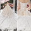 Charming Champagne Bridal Wedding Dresses 2020 Ball Gown See-through Scoop Neck Short Sleeve Beading Tassel Backless Appliques Lace Cathedral Train Ruffle