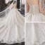 Meilleur Champagne La Mariée Robe De Mariée 2020 Robe Boule Transparentes Encolure Dégagée Manches Longues Dos Nu Paillettes Perlage Glitter Tulle Cathedral Train Volants