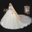 Meilleur Ivoire La Mariée Robe De Mariée 2020 Robe Boule V-Cou Manches Longues Dos Nu Paillettes Perlage Cathedral Train Volants
